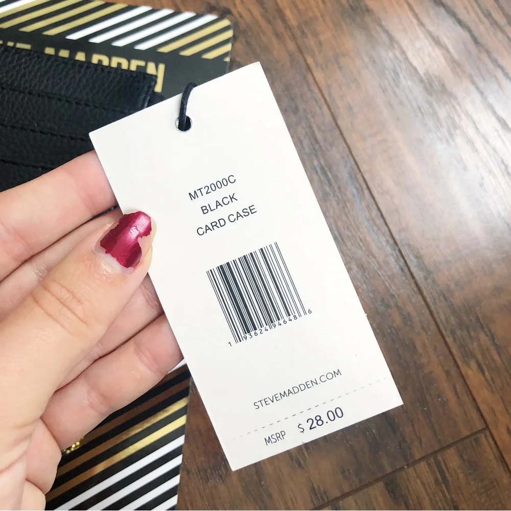 Steve Madden Black Leather Cardholder Wristlet